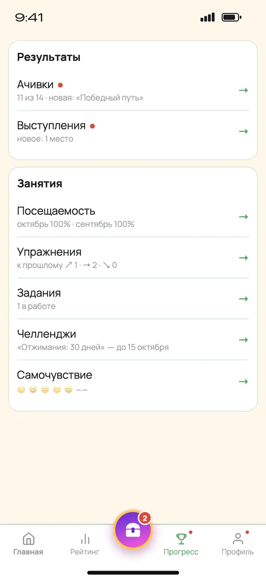 Прогресс спортсмена